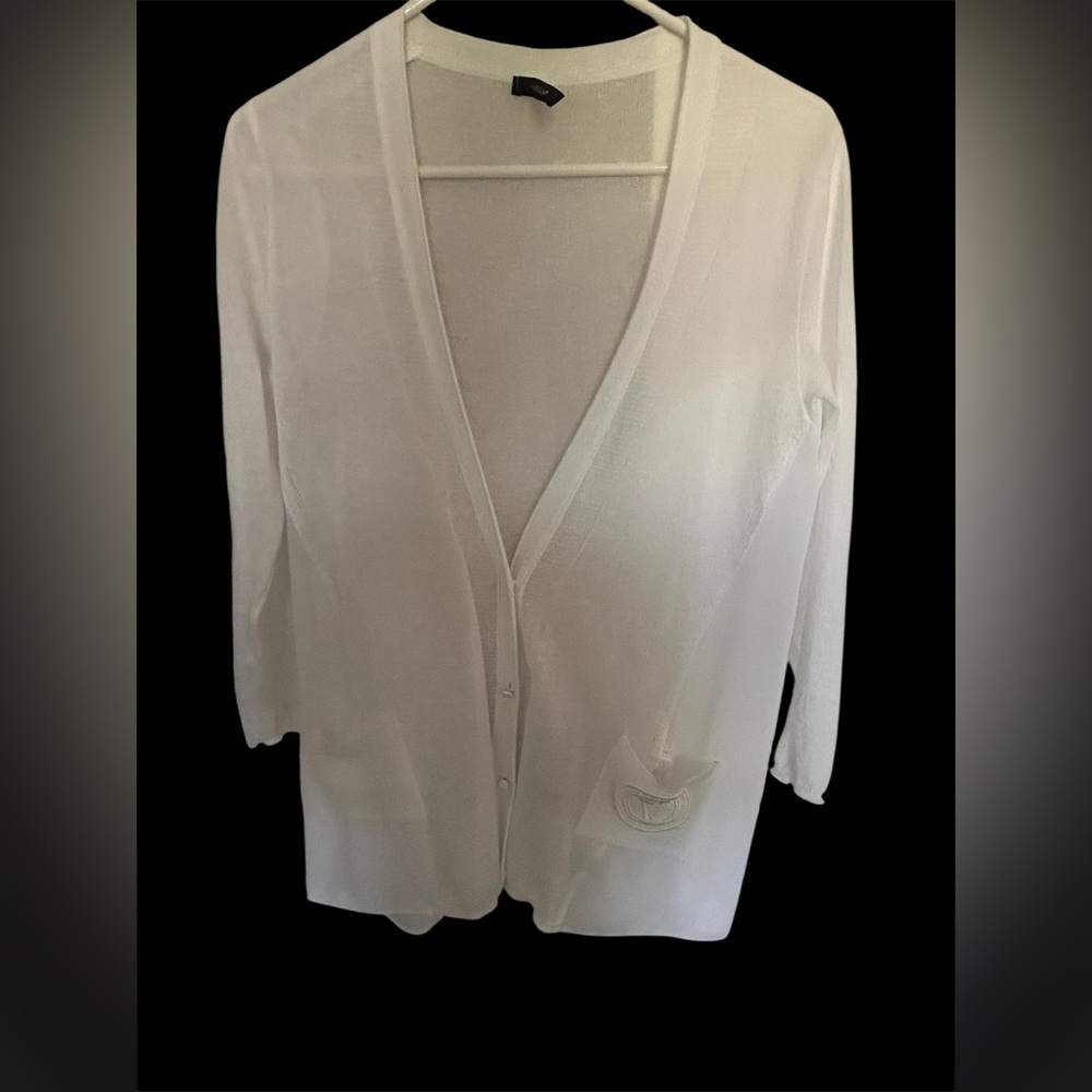 Nice Claup Boutique Brand White Sheer Cardigan